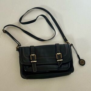 The Sak Black Crossbody Bag with Gold Accents